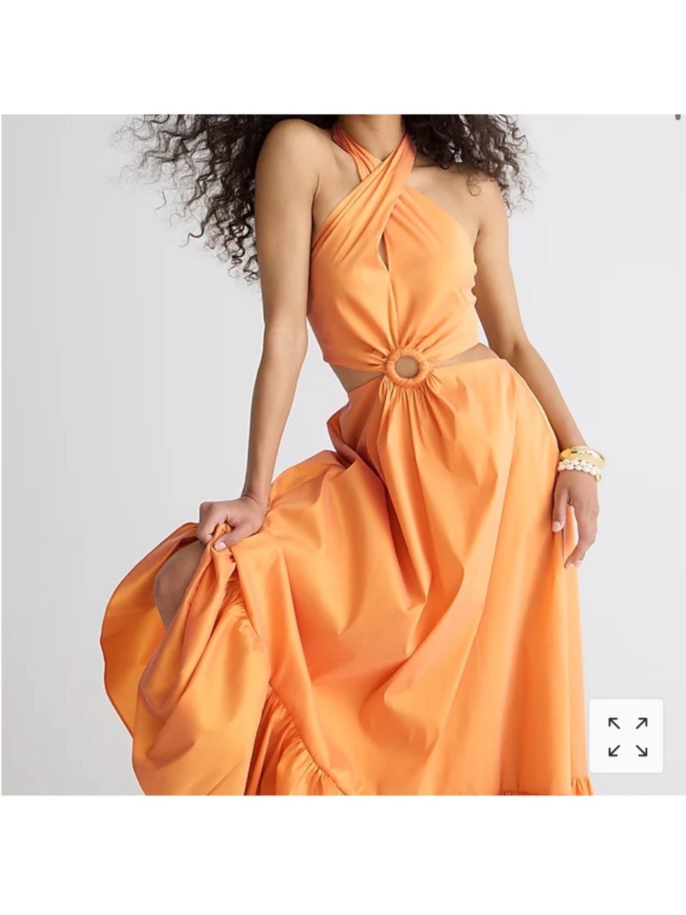 J. Crew Collection Taffeta O-ring Cutout Halter Neck Maxi Dress 4 - Picture 4 of 11
